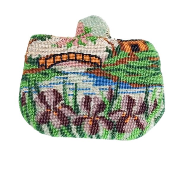 1950s Vintage Fre-Mor Multi Colored Beaded Small Evening Clutch Bag With Flowers - Picture 3 of 6
